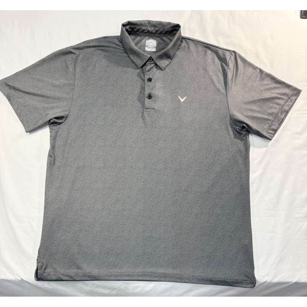 Callaway Mens XL Opti-Dri Golf Polo Shirt Grey Geometric Diamond Print MA6612